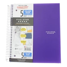 4 Pack Five Star Wirebound Notebook, 5 Subject, 200 Sheets, College Ruled, 11...