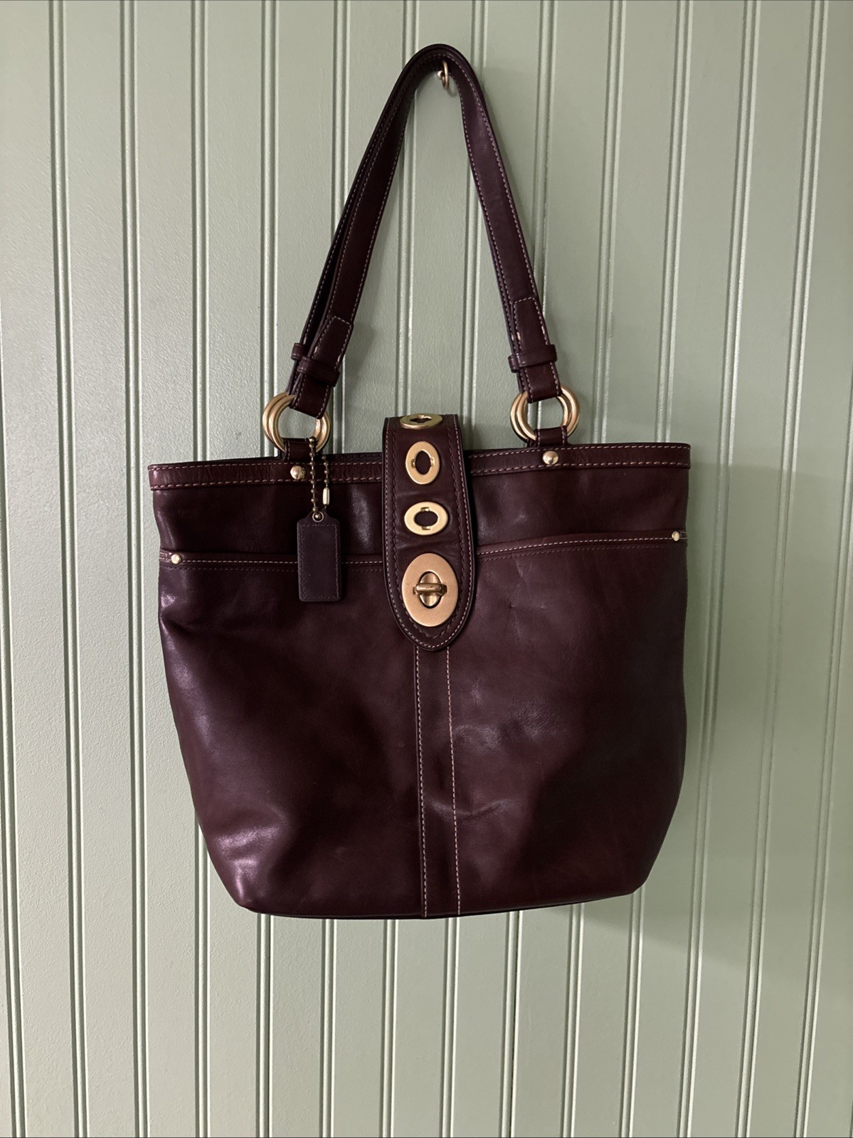 Vintage Coach Lily Legacy Turlock Tote Hand Bag Brown Leather 65th Anniversary
