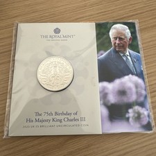 2023 King Charles III 75th Birthday &pound;5 coin - Sealed Royal Mint BU Presentiation