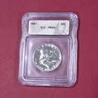 1961 ICG PR68 Silver Proof Franklin Half Dollar 90% SILVER