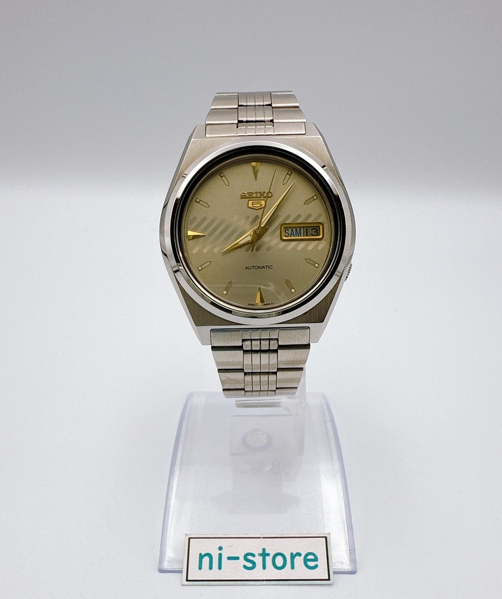 Vintage SEIKO 5 7009-876A Men's Automatic Gray Gold Dial Watch JP