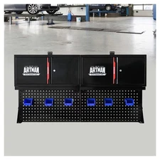 Wall-mounted Double-door Cabinet with Tool Rack, Stainless Steel Hole Plate Hang