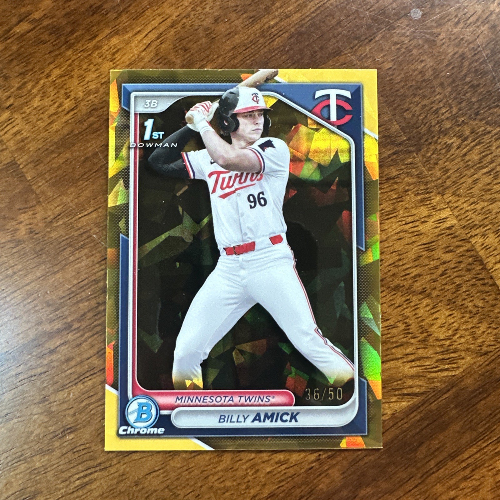 Billy Amick 2024 Bowman Chrome Sapphire 1st Gold /50 Twins RC