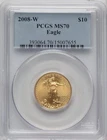 2008-W $10 Quarter-Ounce Gold Eagle Blue Gradient PCGS MS70