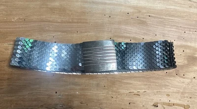 Vtg 70s 80s Silver Metal Fish Scale Waist Belt Stretch Boho Hippie - image 1 of 4