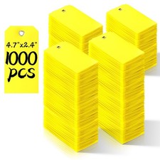 1000 Pieces 4 3/4" x 2 3/8" Plastic Shipping Tags Yellow Labeling Tags Writab...