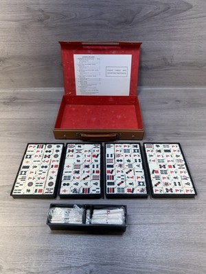 Futami Kogeisha Mahjong Set Holzbox 144 Bambusrücken Mah Jong Jongg Vintage