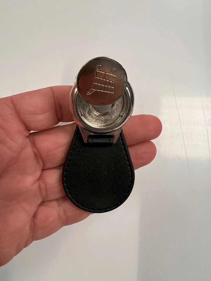 Porte-clés Lancia en simili cuir synthétique avec jeton de caddie - Photo 4/4