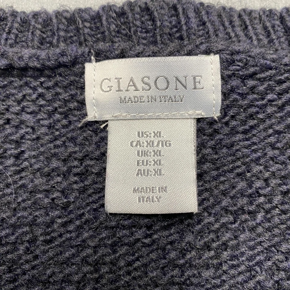 Giasone Sweater Mens XL Gray Wool Blend Made in Italy Textured Knit Crewneck - Image 2 of 4