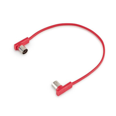 RockBoard Flat MIDI Patch Cable, 12 Inches, Red, Right-Angle to Right-Angle