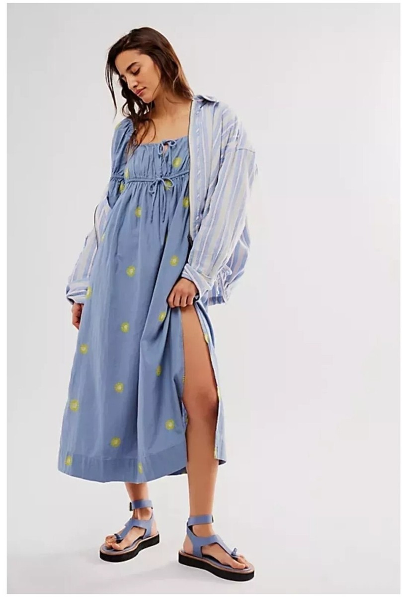 embroidered midi dress free people GC Free People Embroidered Fable Midi Dress (MEDIUM) main image 0