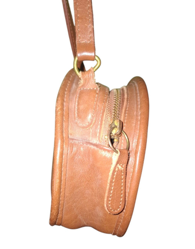 Rare 80s Made In USA Old Coach crossbody British tan 9982 circular round - Picture 4 of 9