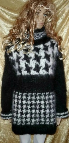 PULLOVER MOHAIR LANGHAAR HANDARBEIT JACQUARD Muster Gr 42 XL HAND KNITTED JUMPER - Picture 11 of 11