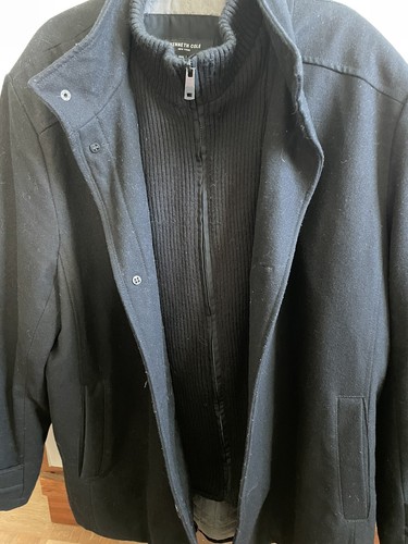 Kenneth Cole Men’s Winter Wool Jacket XXL Quilted Lining Knit Insert Black - Picture 2 of 13