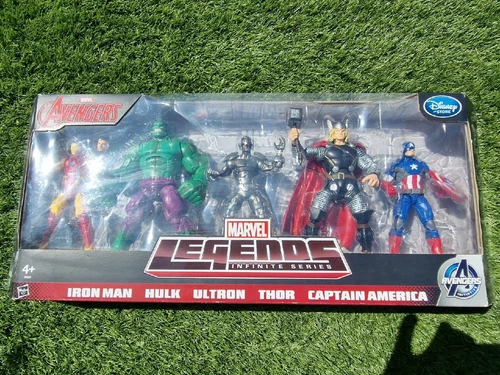 Paquete de 5 Marvel Legends Serie Infinita Vengadores Iron Man Thor Hulk Gorra América