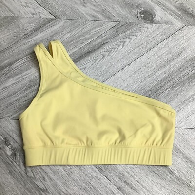 Fourlaps Womens Banana One Shoulder Stretch Yoga Active Workout Solo Bra M $64