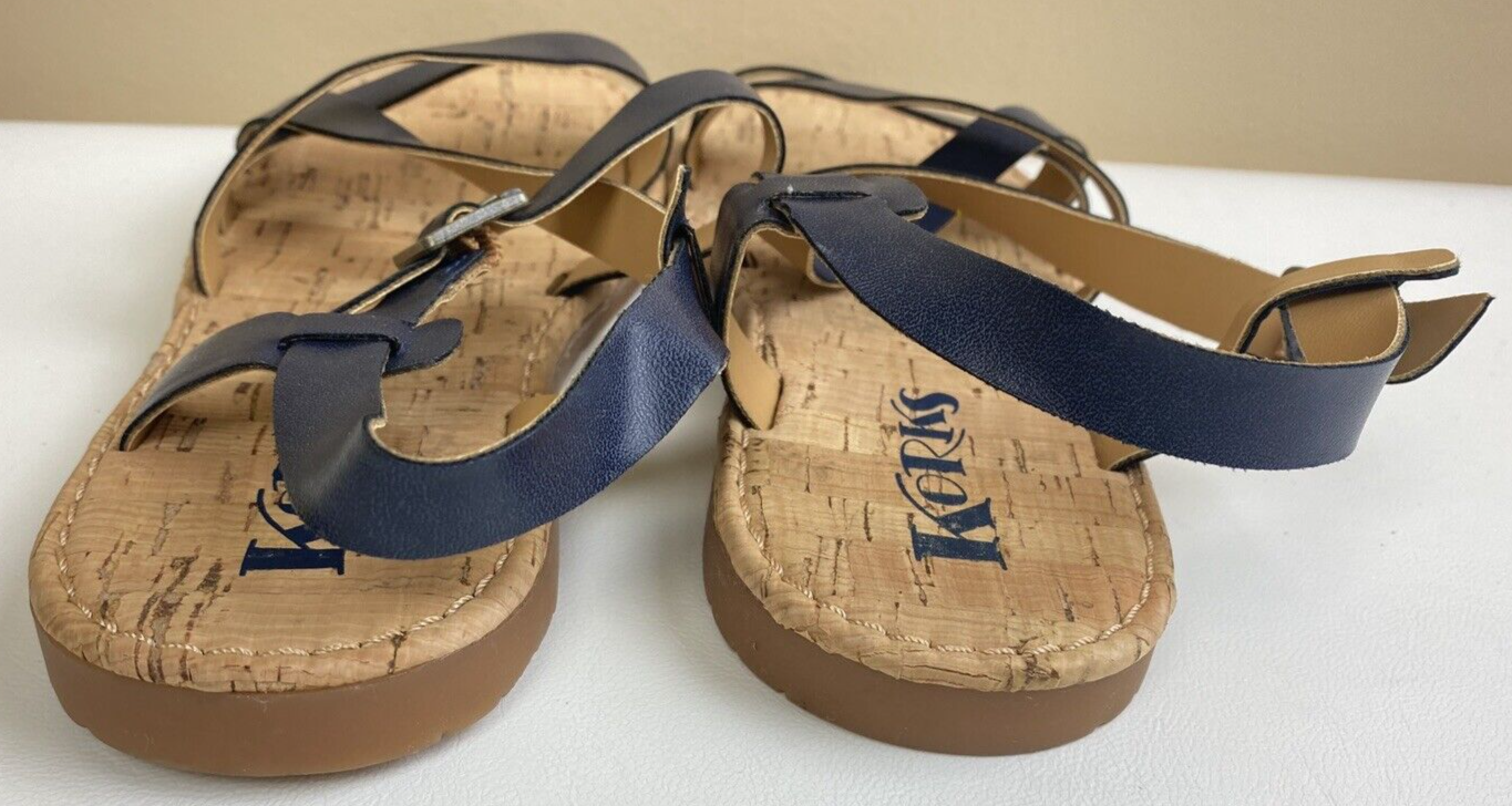 Korks by Kork Ease Navy Strappy Sandals Womens 6M Very Nice! Office