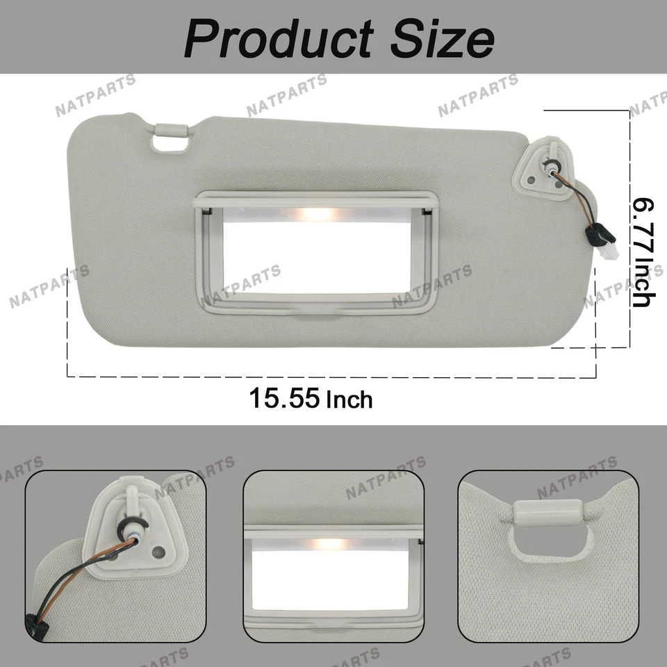 Par de parasol lateral gris con luz para Nissan Murano 2009-2014LH RH 96401-1AA1B Foto 4 de 4