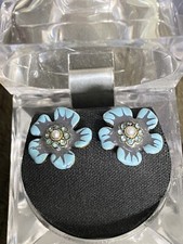Darling Light Blue Flowers, Stud Earrings Floral, cubic zirconia