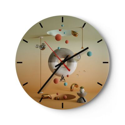 Reloj de Pared 40x40cm Reloj de Vidrio Abstracción Surrealismo 3D