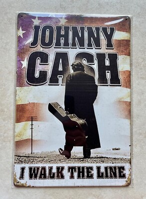 JOHNNY CASH I WALK THE LINE BLECHSCHILD BAR MANN HÖHLE KNEIPE MUSIK 20x30cm