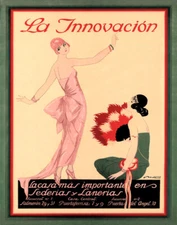 POSTER LA INNOVACION WOMEN FASHION SILKS WOOLENS SPAIN VINTAGE REPRO FREE S/H