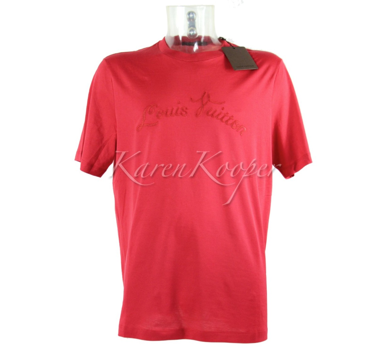 Louis Vuitton ルイヴィトン ロゴ刺繍 TシャツXXL ダメージあり NEW W/ TAGS LOUIS VUITTON MEN XXL LV EMBROIDERED SIGNATURE RED TEE
