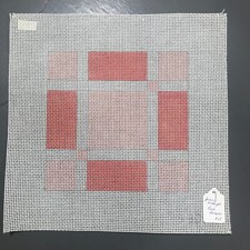 June McKnight Needlepoint Canvas Hand Painted Pink Sampler 9 hpi Rare Vintage