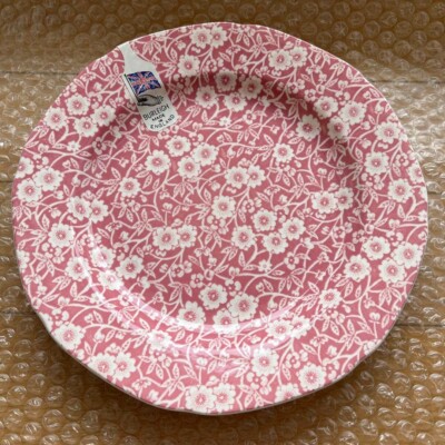 BURLEIGH Pink Calico Dessertteller England Geschirr 21,5 cm 8,5 Zoll Blumenmu...