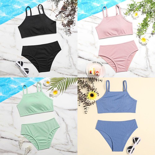Sujetador bikini para niña Freebily bikini ajustable parte superior con traje de baño - Imagen 4 de 29