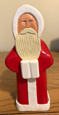 Folk Art Santa Claus 6.25 T Hand Carved Painted Wood, Signed '98