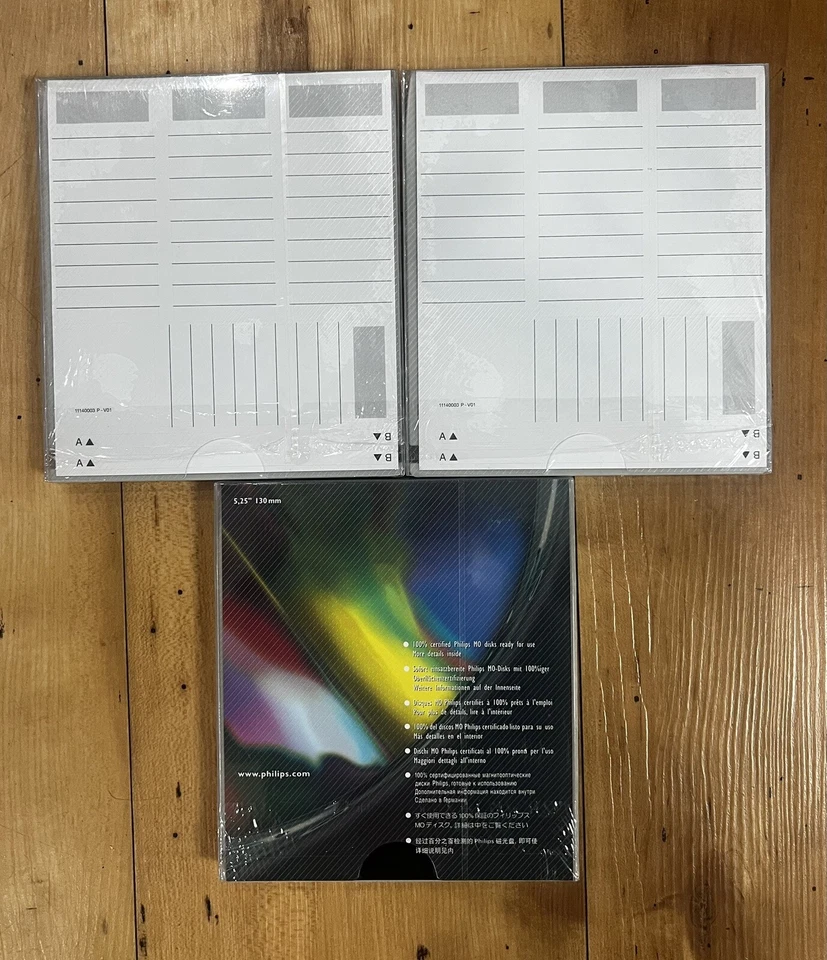 MO 130mm / 5.25" 4.1gb Magneto-Optical Disk in Sealed Case PHILIPS NEW (3 Discs) Foto 3 de 4