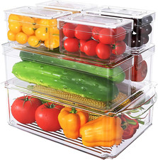 Set of 7 Fridge Organizer Stackable Refrigerator Organizer Bins with Lids