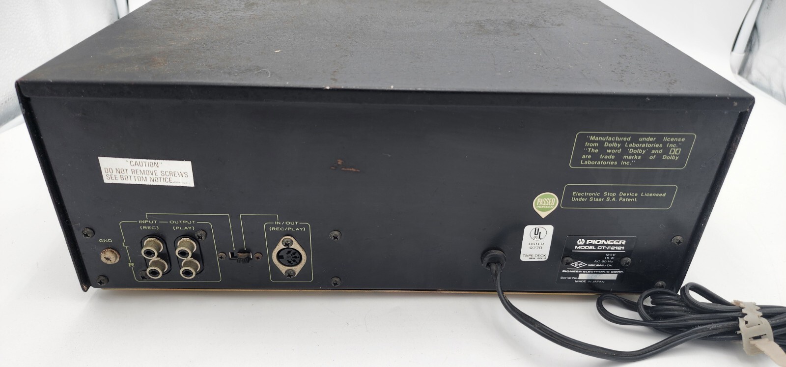 Pioneer Stereo Cassette Tape Deck Model CTF2121 Audiophile Silver