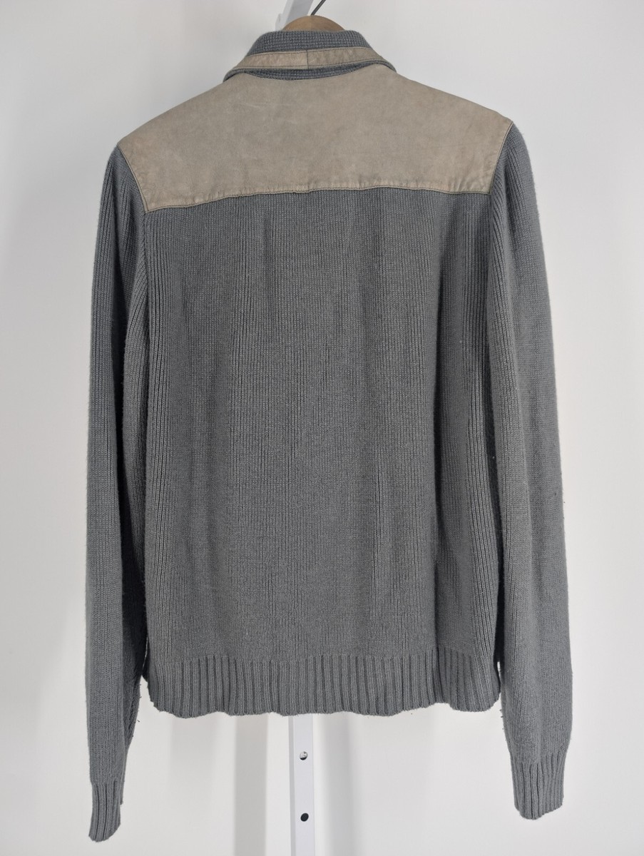 Supreme FW 2009 Suede Cable Knit Zip Sweater Gray Large Rare Supreme FW 2009 Suede Cable Knit Zip Sweater Gray Large Rare
