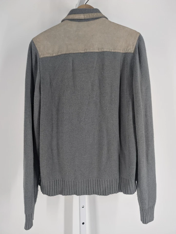 Supreme FW 2009 замшевый кабель трикотажа молнии свитер серый большой редкая итальянский мод 70-х - Изображение 2 из 4