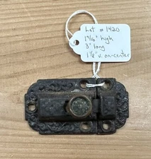 1420–Antique Cast Iron Late 1800s Cupboard Cabinet Latch Complete Pat’d. 1871