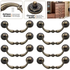 10X Vintage Drop Bail Dresser Wardrobe Drawer Pull Antique Bronze Cabinet Handle