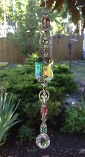Handmade Healing Amethyst/Green Crystal Swarovski Element Suncatcher/Prism USA