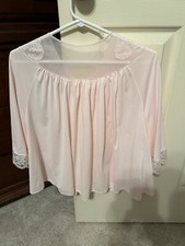 Shadowline Vintage Original Pink Nylon Bed Jacket SIZE Large