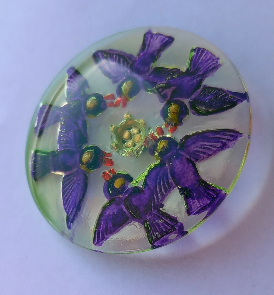 Originale Poignée Ou Bouton De Porte Verre Et Laiton Forme Fleur Xix D1760