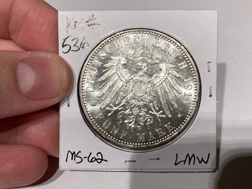 Prussia 1914 5 Mark BU Military Bust Looks Prooflike - Picture 4 of 6