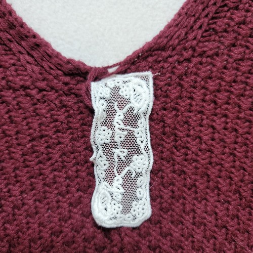 Sadie & Sage Chunky Open Knit Cardigan Sweater Women’s Size Small Maroon - Picture 2 of 8