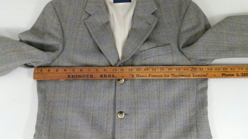 Nautica Sport Coat Blazer Jacket 100% Lambs wool 40R Herringbone Gray blue wool - Picture 9 of 12