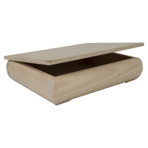 Unfinished Raw Wood Vintage Classic Style Cranked Ovoid Box | 24 x 19 x 7 cm - Picture 3 of 9