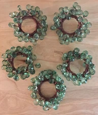 Beaded Napkin Rings/Napkin Holders - Bright Green -  Set of 5 - Plastic beads