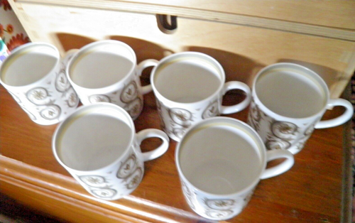 Susie Cooper "Venetia" Design Set 6 Coffee Cups + Saucers Wedgwood C2039 60/70’s - Picture 4 of 4