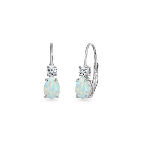 Collier Et Boucles D'Oreilles En Argent Avec Opale Blanche & Topaze Simulées - Ensemble De Bijoux