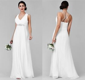 Brautkleid Hochzeitskleid Empire A Linie Elfenbein Weiss Strass 36 38 40 42 44 Ebay