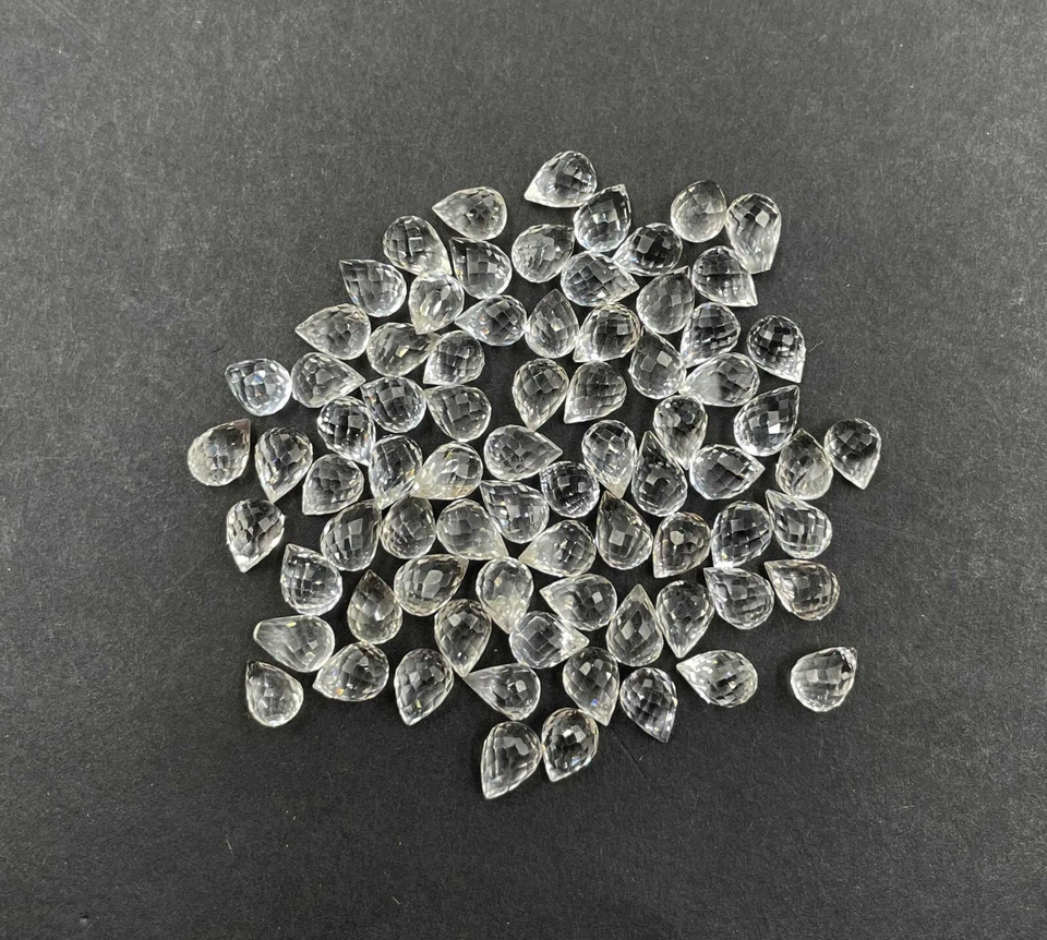 Natural Crystal Quartz Briolette Cut Loose Gemstone Lot 83 Pcs 5*7-5*8 MM 94 CT - Image 2 of 4